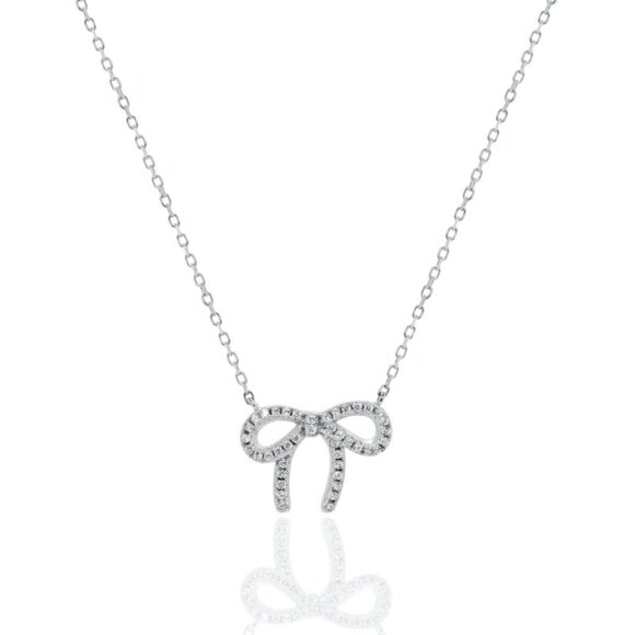 NWT Leah Bow Necklace // Sterling Silver + CZ - Picture 1 of 3